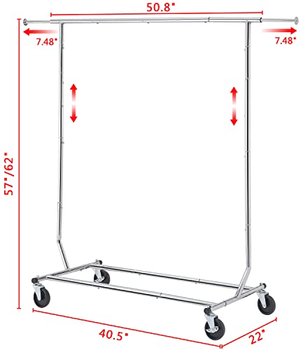 Tajsoon Heavy Duty Foldable Clothes Rack,Collapsible Garment Rack,Commercial Clothes Organizer With Wheels,Bottom Storage Display Shelf,Rolling Clothes Rack for Hanging Clothe,Portable Clothes Hanger