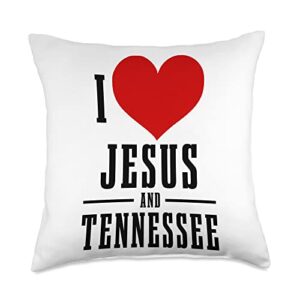 i love jesus & tennessee love jesus and tennessee tn christian throw pillow, 18x18, multicolor