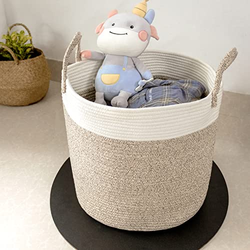 Large Woven Storage Basket, Woven Baby Laundry Basket, Woven Cotton Storage Basket for Closet Rack, Blanket Basket, Toy Basket, Quilt Pad Laundry Basket