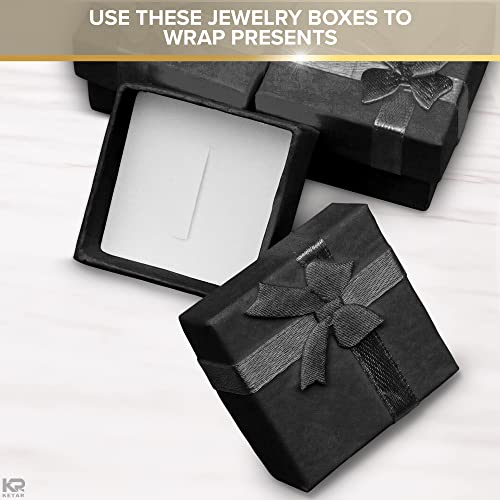 Black Ring Box for Wedding Ceremony - 24Pcs Small Jewelry Box Ring Holder Earrings Box Small Square Ring Boxes for Jewelry Gift - Birthday Earring Gift Box Engagement Ring Box Hard Jewelry Travel Case