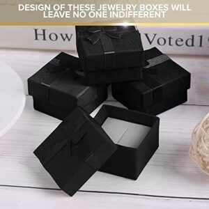 Black Ring Box for Wedding Ceremony - 24Pcs Small Jewelry Box Ring Holder Earrings Box Small Square Ring Boxes for Jewelry Gift - Birthday Earring Gift Box Engagement Ring Box Hard Jewelry Travel Case