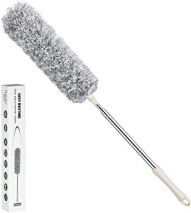 acalu feather dusters for cleaning tool,100" duster with extension pole extendable bendable cobweb telescoping long dusters for high ceiling fan, furniture,blinds, vents, cars