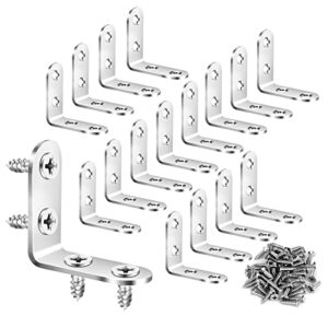 16pcs l brackets corner braces pndbnq 304 stainless steel 90 degree right angle brackets waterproof metal shelf support brackets for diy wood frame wall cabinet furniture l fastners with 64pcs screws