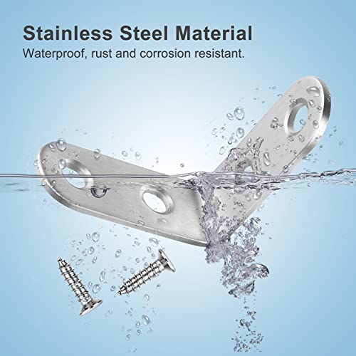 16PCS L Brackets Corner Braces Pndbnq 304 Stainless Steel 90 Degree Right Angle Brackets Waterproof Metal Shelf Support Brackets for DIY Wood Frame Wall Cabinet Furniture L Fastners with 64pcs Screws