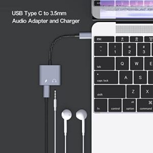 ANDAPA USB C to 3.5mm Headphone and Charger Adapter, 2-in-1 Type C to Aux Audio Jack Hi-Res DAC and PD Fast Charging Dongle Cable Compatible with Galaxy S22 S21 S20 S20+ Note 20,Pixel 6/5XL,ipad pro