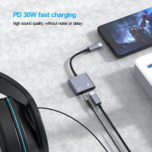 ANDAPA USB C to 3.5mm Headphone and Charger Adapter, 2-in-1 Type C to Aux Audio Jack Hi-Res DAC and PD Fast Charging Dongle Cable Compatible with Galaxy S22 S21 S20 S20+ Note 20,Pixel 6/5XL,ipad pro