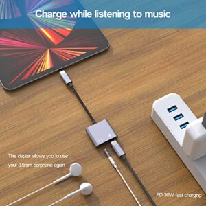 ANDAPA USB C to 3.5mm Headphone and Charger Adapter, 2-in-1 Type C to Aux Audio Jack Hi-Res DAC and PD Fast Charging Dongle Cable Compatible with Galaxy S22 S21 S20 S20+ Note 20,Pixel 6/5XL,ipad pro