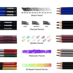 77 Pack Drawing Sets Art Kit, Pro Drawing Supplies with 8x11Inch 3-Color Sketch Book,Include Colored, Graphite, Charcoal, Watercolor & Metallic Pencil, Art Pencil Set For Kids Artists Beginners