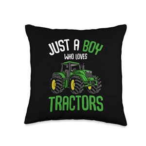 farming designs & gift idea just loves tractors farm boys kids throw pillow, 16x16, multicolor
