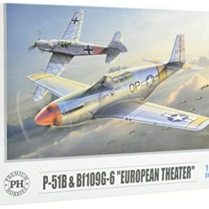 Premium Hobbies P-51B & Bf109 G-6 "European Theater" 1:72 Plastic Model Airplane Kit Twin Pack 138V