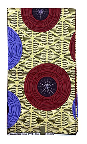 African Fabric by The Yard 6 Yards One Piece 100% Cotton African Print Fabric African Kente Soft Cloth (P027)