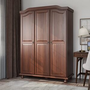 palace imports 100% solid wood kyle 3-door wardrobe/armoire/closet, mocha