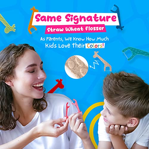 Biodegradable Kids Flossers - Unflavored Dental Floss Picks for Children | Fluoride & Plastic Free | Natural Fun Animal Flossing Sticks for Toddlers Teeth | Eco Friendly Organic Compostable, 100 Pack