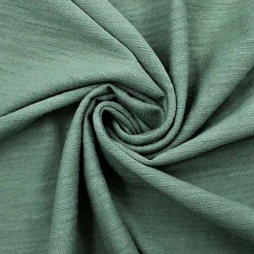 Texco Inc Solid Slub Spandex Jersey Knit Cotton Blend/Apparel DIY Fabric, Green D 1 Yard