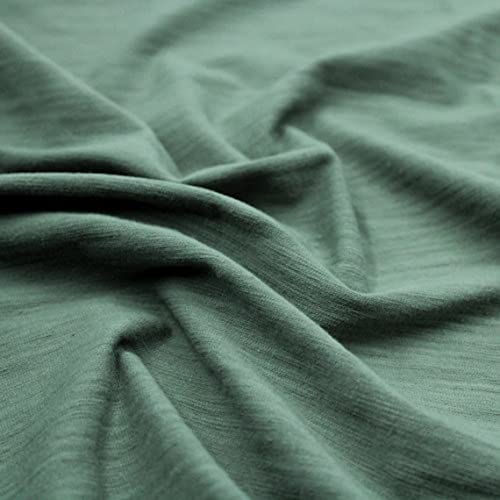 Texco Inc Solid Slub Spandex Jersey Knit Cotton Blend/Apparel DIY Fabric, Green D 1 Yard