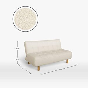 eLuxurySupply Modern Plush Futon Couch - Tufted Fabric Sofa Bed with Soft Cushions and Wide Backrest - Multi-Functional with Button Tufting Details on The Back and Seat - Cream