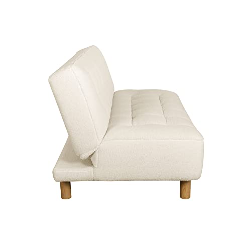 eLuxurySupply Modern Plush Futon Couch - Tufted Fabric Sofa Bed with Soft Cushions and Wide Backrest - Multi-Functional with Button Tufting Details on The Back and Seat - Cream