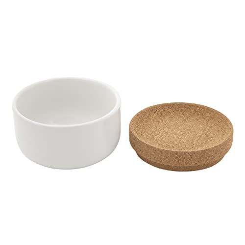 Kamenstein Ceramic and Cork Salt Pig with Easy Lift Lid for Easy Access, White