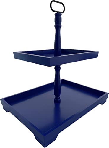 Nimbus Industries LLC Royal Blue Rectangular Two-Tiered Tray with Handle