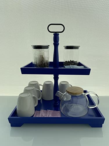 Nimbus Industries LLC Royal Blue Rectangular Two-Tiered Tray with Handle