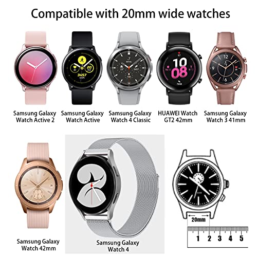 JKD Metal Band Compatible with Samsung Galaxy Watch 4 Band/Galaxy Watch 5 Band, Galaxy Watch 5 Pro Band/Samsung Active 2 Watch Bands/Galaxy Watch 3 Band, 20mm Stainless Steel Strap Women Men, Colorful