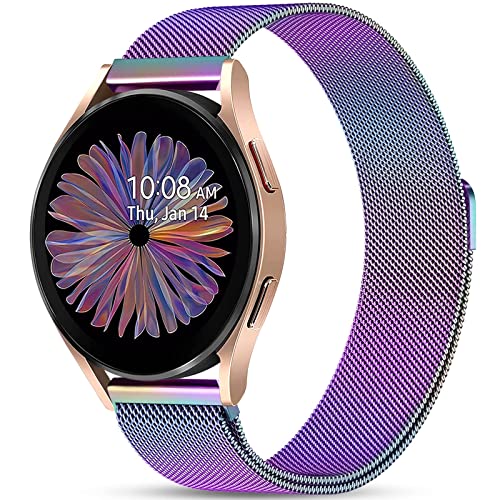 JKD Metal Band Compatible with Samsung Galaxy Watch 4 Band/Galaxy Watch 5 Band, Galaxy Watch 5 Pro Band/Samsung Active 2 Watch Bands/Galaxy Watch 3 Band, 20mm Stainless Steel Strap Women Men, Colorful