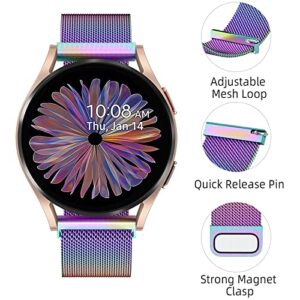 JKD Metal Band Compatible with Samsung Galaxy Watch 4 Band/Galaxy Watch 5 Band, Galaxy Watch 5 Pro Band/Samsung Active 2 Watch Bands/Galaxy Watch 3 Band, 20mm Stainless Steel Strap Women Men, Colorful