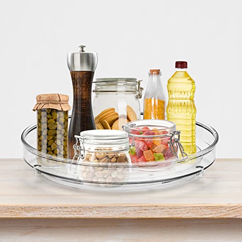 Ravinte Turntable Lazy Susan Organizer - 360° Rotating Round Clear Lazy Susan Organizer for Storage - 9 Inch 1 Pack Acrylic Spinning Lazy Susan for Dinning Table, Fridge, Cabinet, Pantry, Countertop