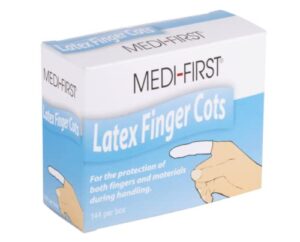 medi-first latex finger cots, natural, medium, 144 count, (2 pack)