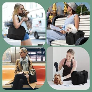 FURHAB Expandable Dog Carrier Purse Cat Soft-Sided Carriers Bag for Small Puppy Medium Kitten with Pockets Portable Stylish Pet Travel Handbag with Safety Tether Multipurpose Tote Bag, Black