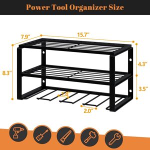 Yimeka Cordless Power Tool Storage Rack Drill Rack, Heavy Duty Floating Tool Rack, Metal Wall Mount Storage Rack, Tool Organization, with Hanging Slots and Screwdriver Holder for Garage, Home