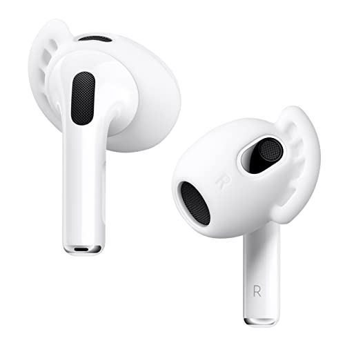 ELOVEN Cover for Airpods 3 Ear Tips Case Anti-Slip in-Ear Earhook Anti Scratch Eartips Skin Friendly Cover Soft Silicone Protective Ear Tips Earpads Accessories Compatible with AirPods 3 2021 White