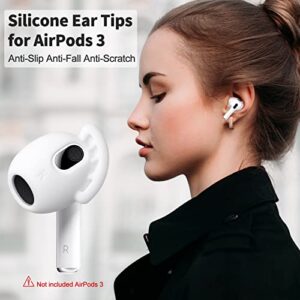 ELOVEN Cover for Airpods 3 Ear Tips Case Anti-Slip in-Ear Earhook Anti Scratch Eartips Skin Friendly Cover Soft Silicone Protective Ear Tips Earpads Accessories Compatible with AirPods 3 2021 White