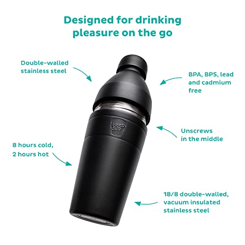 KeepCup Thermal Stainless Steel Water Bottle | Vacuum Insulated Travel Coffee Thermos Cup with Spill Proof Lid | Medium | 18 oz / 532ml | Twilight