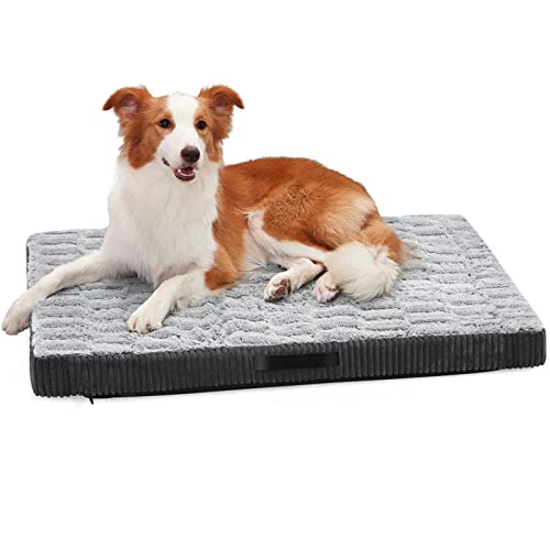 MIXJOY Large Dog Bed for Large Dogs, Waterproof Orthopedic Big Dog Bed with Removable Washable Cover, Memory Foam Pet Bed Mat for Crate, Portable & Foldable, Suitable for Pets Up to 70lbs