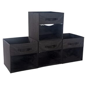 domeraax cube storage bin 4 pack with clear window large boxes basket with handles fabric closet organizer 13" x 13" x 13" black