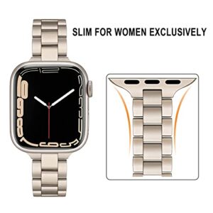 TRUMiRR Band for Apple Watch Series 8 7 41mm Starlight Women, Slim Stainless Steel Watchband Feminine Strap Replacement for iWatch SE Series 8 7 6 5 4 3 2 1 41mm 40mm 38mm