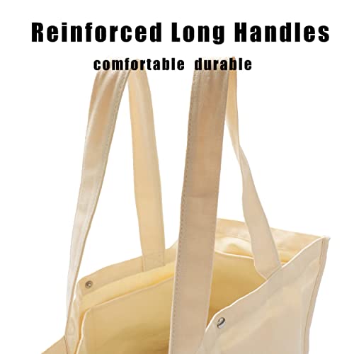 Extra Large Canvas Grocery Shopping Bags, 17.7"X13.7"X7.8" Grocery Bags for Reusable Shopping/with Bottle Sleeves/Cloth Tote/Organic Cotton Washable & Eco-friendly/Heavy Duty Sturdy with Handles