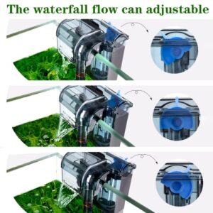 AQQA Aquariums Power Filter 74GPH,External Hang On Fish Tank Sponge Filter with Surface Skimmer,Adjustable Flowrate 3-Step Cascade Aquarium Filtration for Freshwater Saltwater 5-10 Gallon