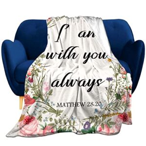 bible verse scripture blanket with inspirational thoughts and prayers- religious christian catholic gifts sunflower rose poetry print throw blankets gifts for women men 60"x50"