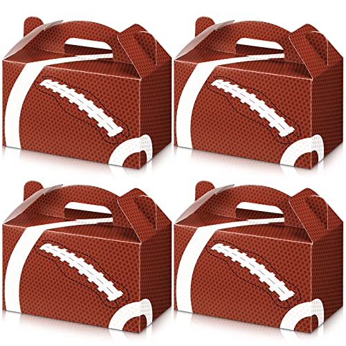 24 Pcs Football Party Treat Boxes Team Favor Box with Handle Football Party Supplies Football Theme Gift Box Snack Candy Goodie Boxes for Football Sports Theme Birthday Party Supplies Gift Giving