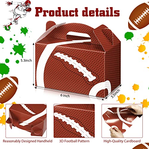 24 Pcs Football Party Treat Boxes Team Favor Box with Handle Football Party Supplies Football Theme Gift Box Snack Candy Goodie Boxes for Football Sports Theme Birthday Party Supplies Gift Giving