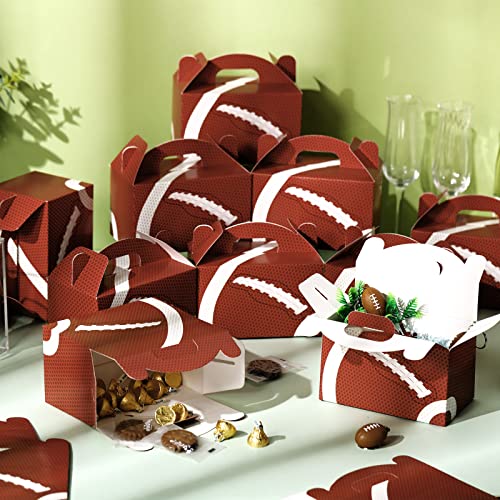 24 Pcs Football Party Treat Boxes Team Favor Box with Handle Football Party Supplies Football Theme Gift Box Snack Candy Goodie Boxes for Football Sports Theme Birthday Party Supplies Gift Giving
