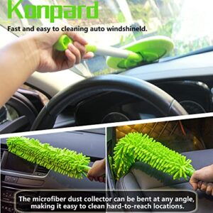 Konpard 6 in 1 Car Wash Brush Kits with 46" Aluminum Alloy Long Handle, Car Wash Mop, Windshield Cleaner, Microfiber Duster, Window Squeegee, Tire Wheel Brush, Cleaning Cloth and Storage Bag