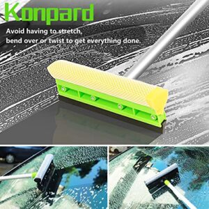 Konpard 6 in 1 Car Wash Brush Kits with 46" Aluminum Alloy Long Handle, Car Wash Mop, Windshield Cleaner, Microfiber Duster, Window Squeegee, Tire Wheel Brush, Cleaning Cloth and Storage Bag