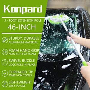 Konpard 6 in 1 Car Wash Brush Kits with 46" Aluminum Alloy Long Handle, Car Wash Mop, Windshield Cleaner, Microfiber Duster, Window Squeegee, Tire Wheel Brush, Cleaning Cloth and Storage Bag