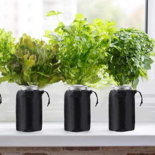 12Pcs Kratky Blackout Sleeves for Ball Mason Jars 32 Oz, Black Wide Mouth Mason Jar Grow Cover, Hydroponic Container Sheath, Sprouting Jars Sleeves for Help Plants Grow Healthily of Kratky