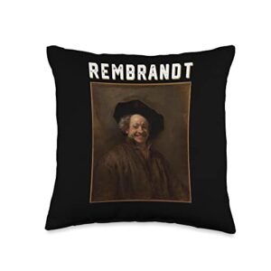 history smiles rembrandt throw pillow, 16x16, multicolor