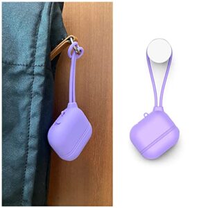 airpods 3rd generation case waterproof and anti-lost case with silicone lanyard. wireless charging, led light visible (purple)