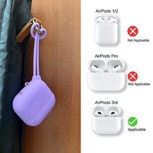 AirPods 3rd Generation case Waterproof and Anti-Lost case with Silicone Lanyard. Wireless Charging, LED Light Visible (Purple)